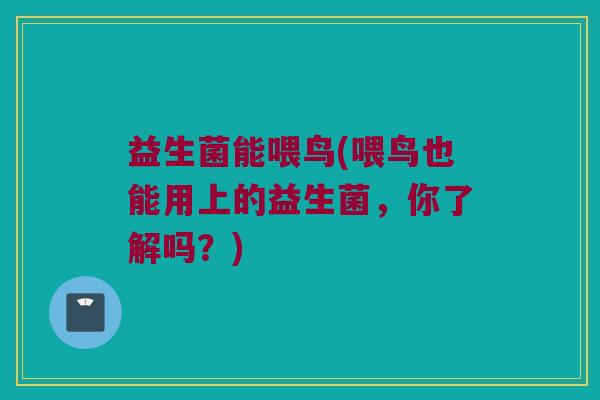 益生菌能喂鸟(喂鸟也能用上的益生菌，你了解吗？)
