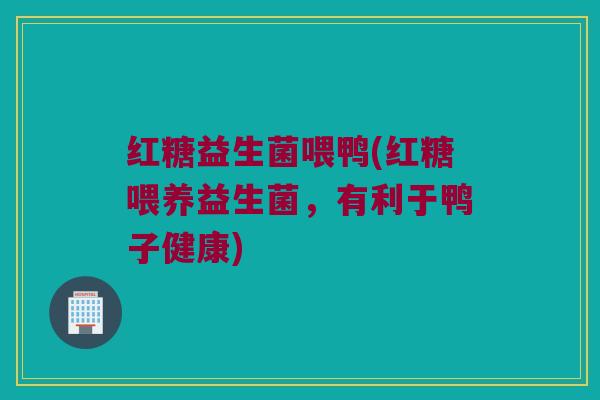 红糖益生菌喂鸭(红糖喂养益生菌，有利于鸭子健康)