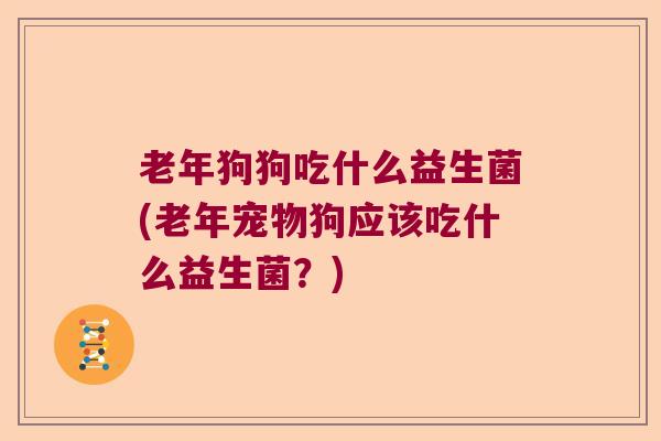 老年狗狗吃什么益生菌(老年宠物狗应该吃什么益生菌？)