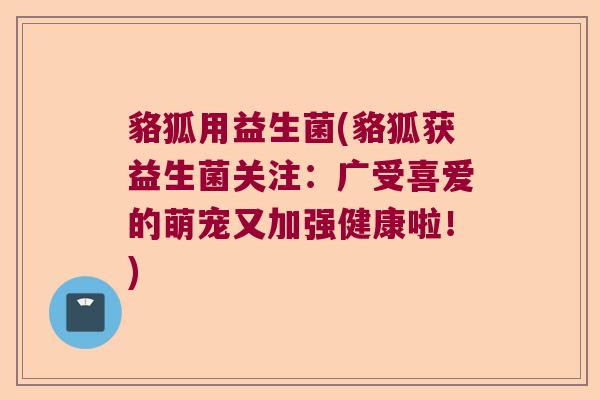 貉狐用益生菌(貉狐获益生菌关注：广受喜爱的萌宠又加强健康啦！)