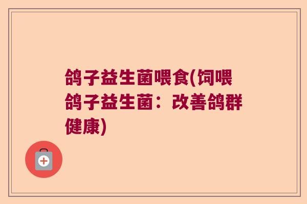 鸽子益生菌喂食(饲喂鸽子益生菌：改善鸽群健康)
