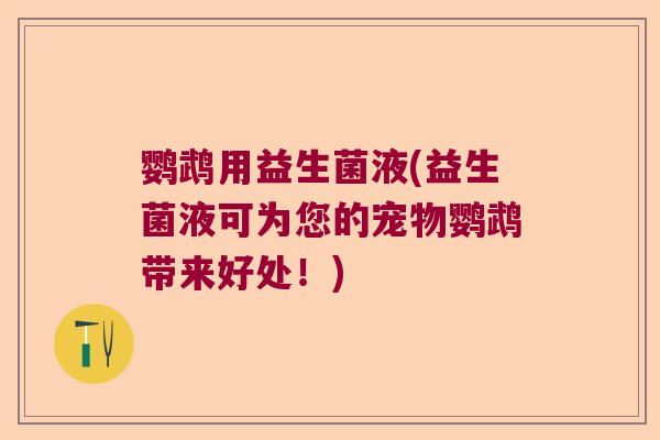 鹦鹉用益生菌液(益生菌液可为您的宠物鹦鹉带来好处！)