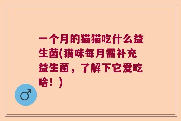 一个月的猫猫吃什么益生菌(猫咪每月需补充益生菌,了解下它爱吃啥!) 一个月的猫猫吃什么益生菌(猫咪每月需补充益生菌,了解下它爱吃啥!)