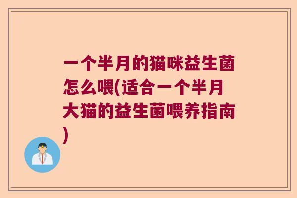 一个半月的猫咪益生菌怎么喂(适合一个半月大猫的益生菌喂养指南)
