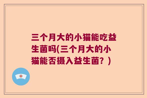 三个月大的小猫能吃益生菌吗(三个月大的小猫能否摄入益生菌？)