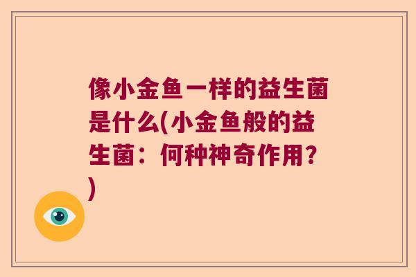 像小金鱼一样的益生菌是什么(小金鱼般的益生菌：何种神奇作用？)