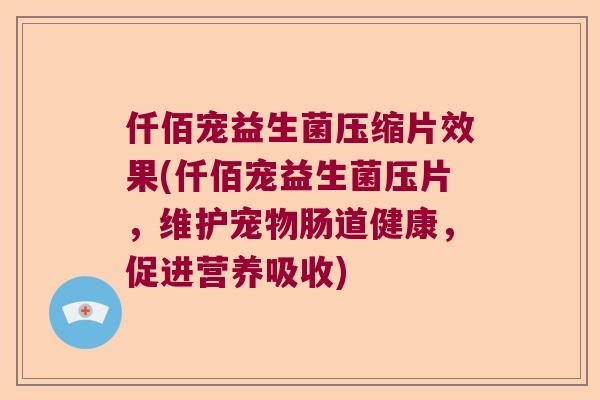 仟佰宠益生菌压缩片效果(仟佰宠益生菌压片，维护宠物肠道健康，促进营养吸收)