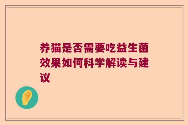 养猫是否需要吃益生菌效果如何科学解读与建议