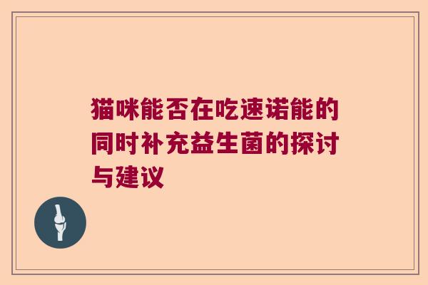猫咪能否在吃速诺能的同时补充益生菌的探讨与建议 猫咪能否在吃速诺能的同时补充益生菌的探讨与建议