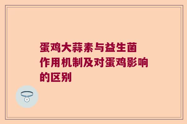 蛋鸡大蒜素与益生菌 作用机制及对蛋鸡影响的区别