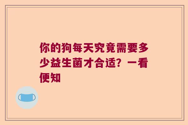 你的狗每天究竟需要多少益生菌才合适？一看便知