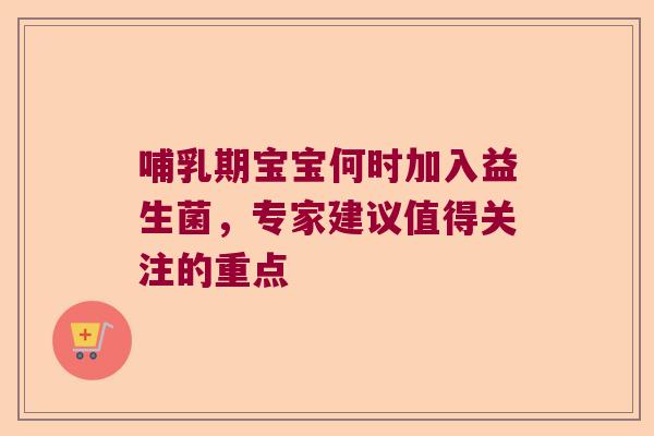 哺乳期宝宝何时加入益生菌，专家建议值得关注的重点