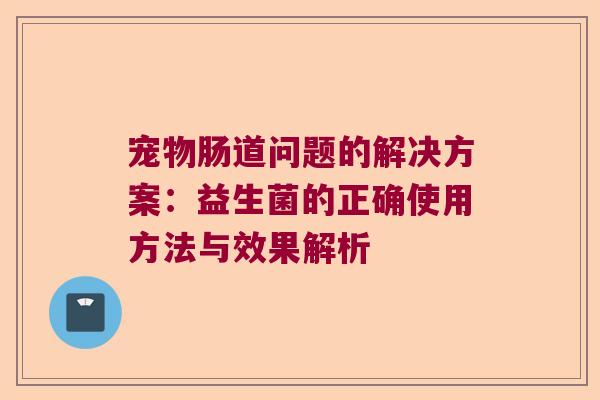 宠物肠道问题的解决方案：益生菌的正确使用方法与效果解析