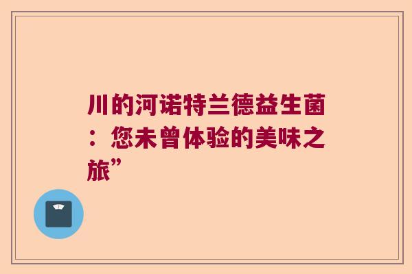 川的河诺特兰德益生菌：您未曾体验的美味之旅”