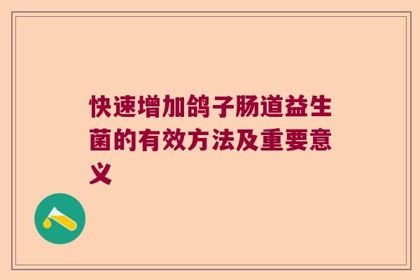 快速增加鸽子肠道益生菌的有效方法及重要意义
