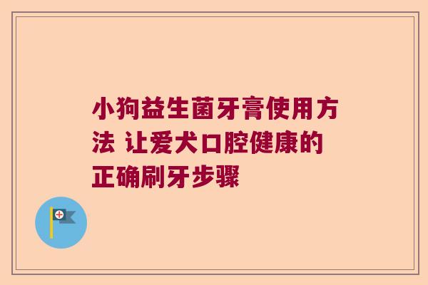 小狗益生菌牙膏使用方法 让爱犬口腔健康的正确刷牙步骤