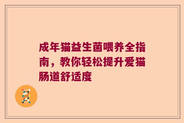 成年猫益生菌喂养全指南，教你轻松提升爱猫肠道舒适度