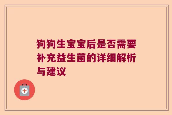 狗狗生宝宝后是否需要补充益生菌的详细解析与建议