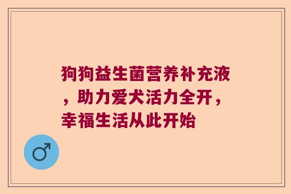 狗狗益生菌营养补充液，助力爱犬活力全开，幸福生活从此开始