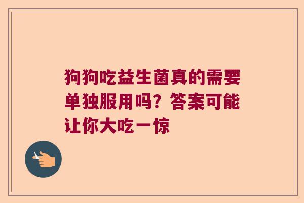 狗狗吃益生菌真的需要单独服用吗？答案可能让你大吃一惊