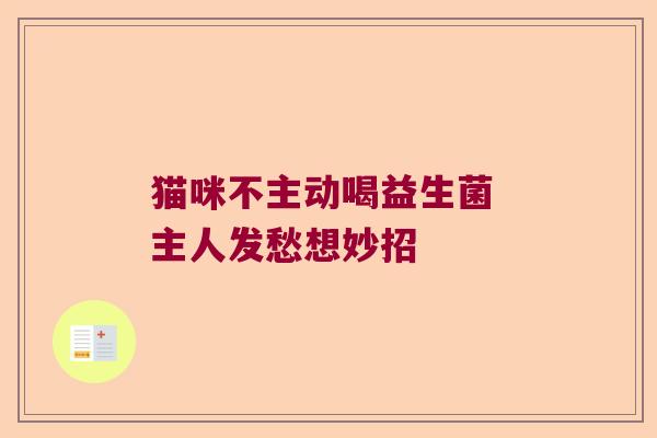 猫咪不主动喝益生菌 主人发愁想妙招