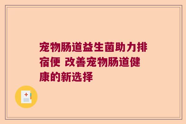 宠物肠道益生菌助力排宿便 改善宠物肠道健康的新选择