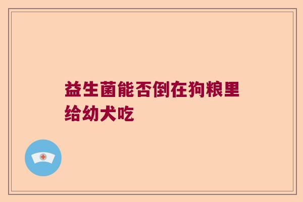 益生菌能否倒在狗粮里给幼犬吃