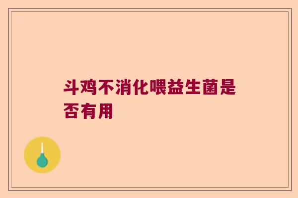 斗鸡不消化喂益生菌是否有用