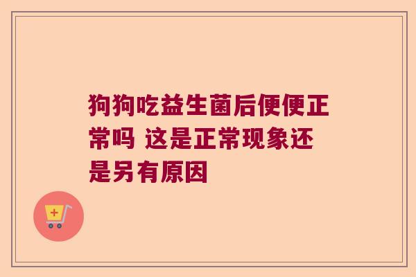 狗狗吃益生菌后便便正常吗 这是正常现象还是另有原因