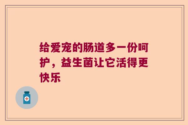 给爱宠的肠道多一份呵护，益生菌让它活得更快乐