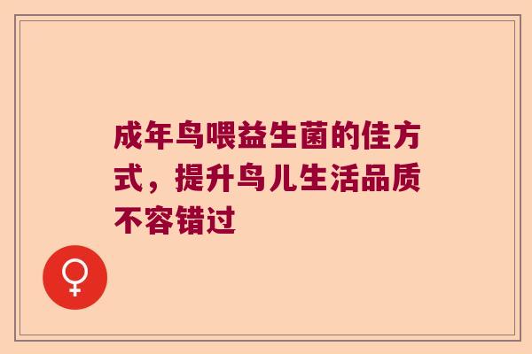 成年鸟喂益生菌的佳方式，提升鸟儿生活品质不容错过