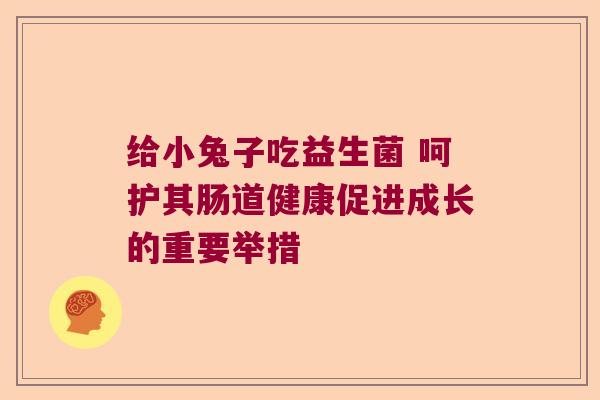 给小兔子吃益生菌 呵护其肠道健康促进成长的重要举措